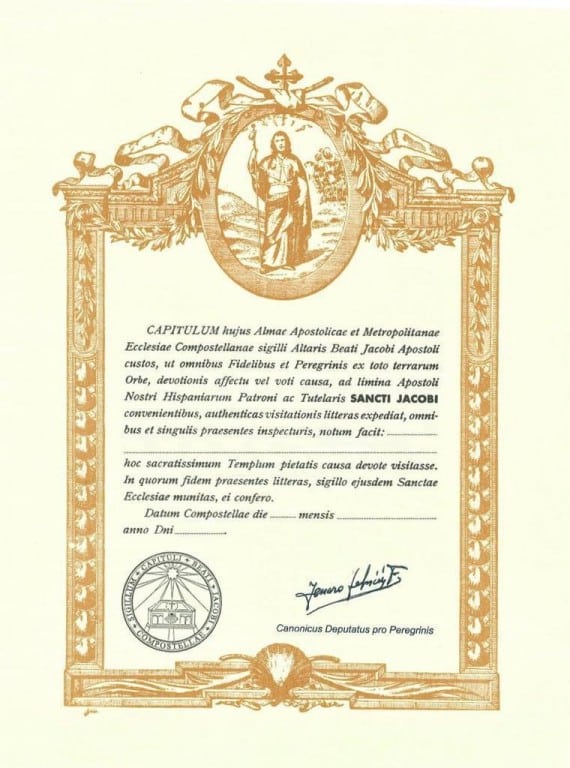 La Compostela, acreditación del peregrino (no La Compostelana)